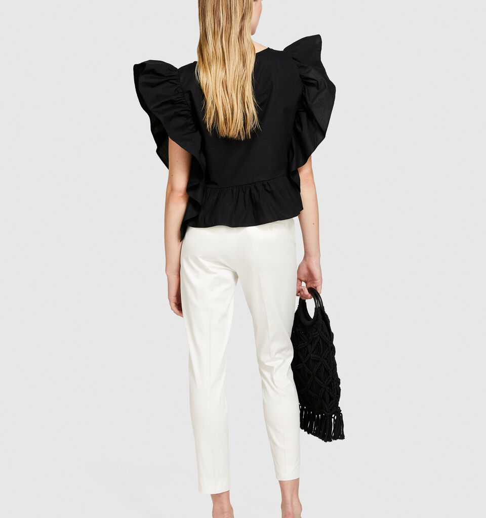 Regular fit chinos - women's chino trousers - White | Sisley image number 3